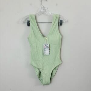 Toluca Green Ribbed One Piece Swim Suit Women’s Size S NWT